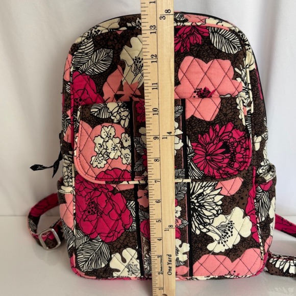 Vintage Vera Bradley Mocha Rouge Retired Print Floral Quilted Small Backpack Bag main image 8